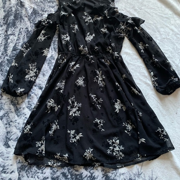 Whimsygoth Maurices Elegant Black Dress with Floral Pattern - Picture 1 of 5